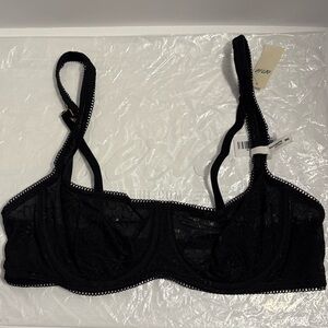 aerie Show Off Lace Unlined Balconette Bra New Black 36C
